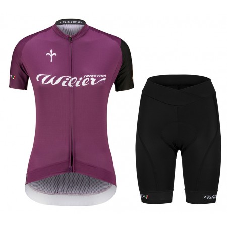 Set Wielershirt + Fietsbroek Kort 2021 Wilier Club Dames N001